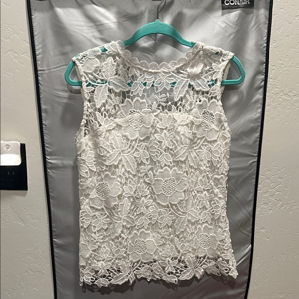 White Lace Sleeveless Top